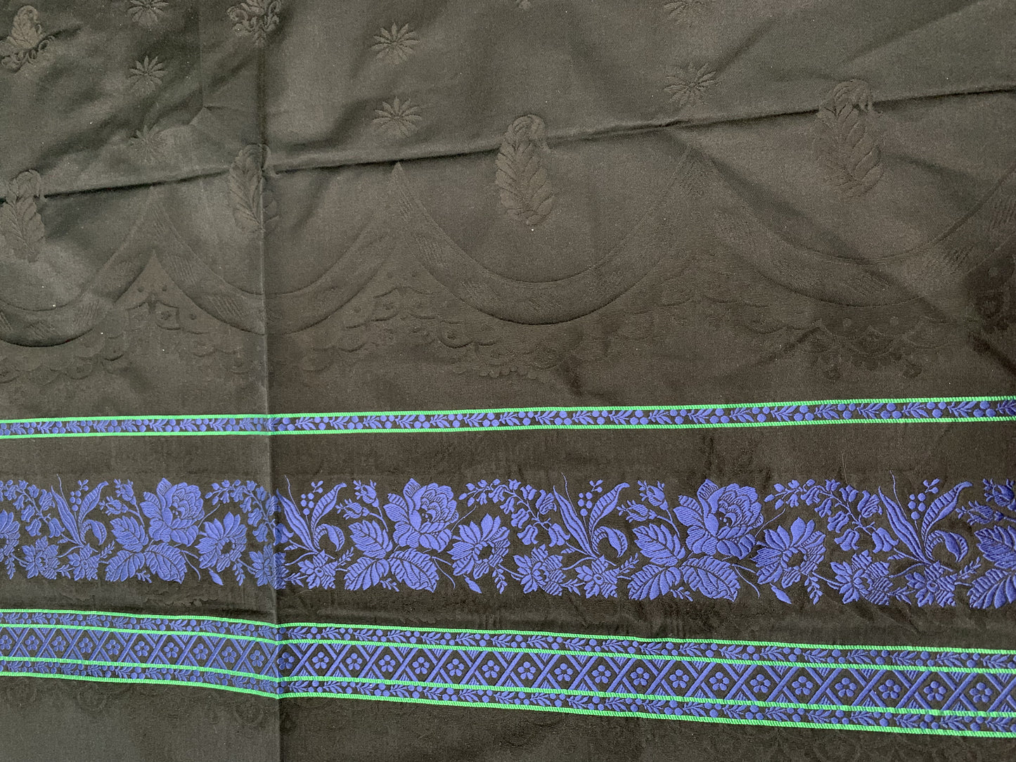 Apron piece-Edel-silk-blue/green/black