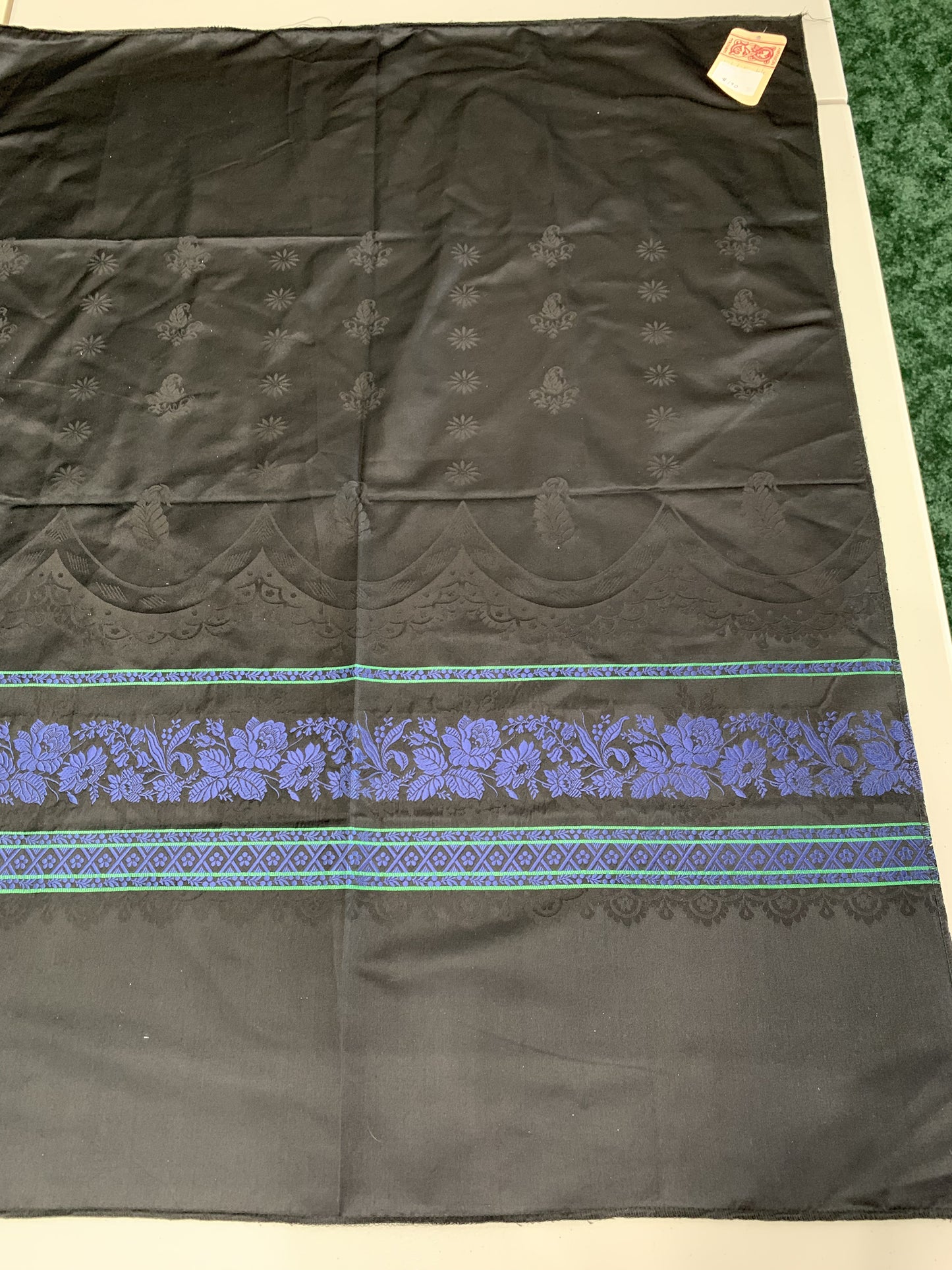 Apron piece-Edel-silk-blue/green/black