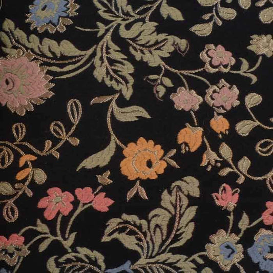Silk fabric-Gullfax Lampas-74% cotton/15% silk/11% lurex-140 cm wide-black