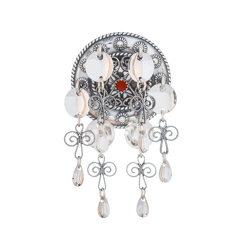 Brooch #33-child's with red stone-oxidized silver
