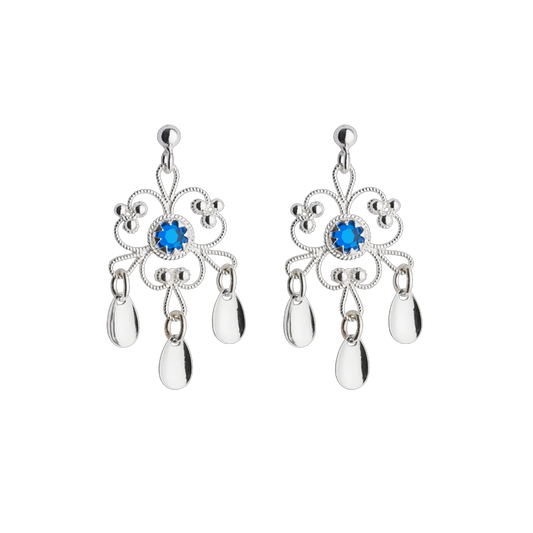 Earrings-251429-#17 with blue stones-silver