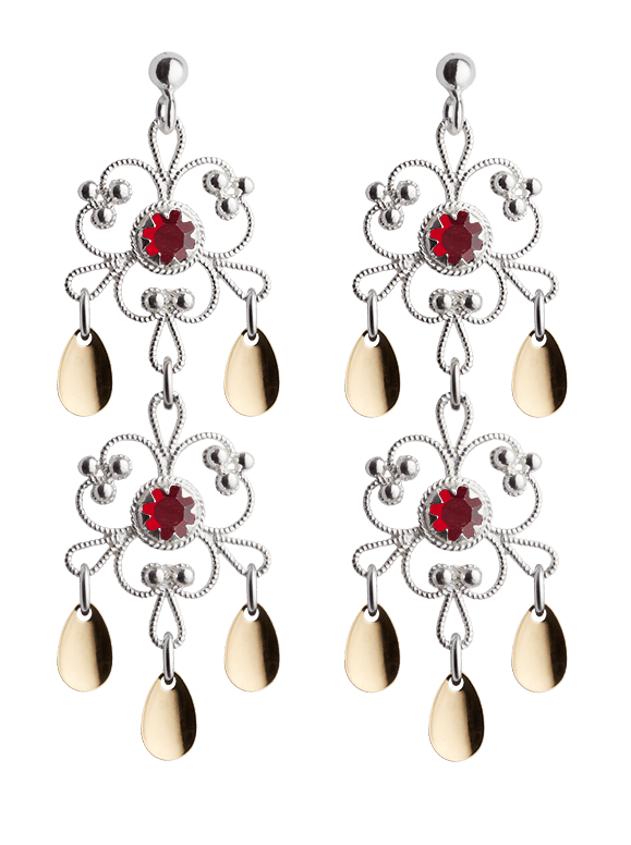 Earrings 252517-with many color choices of stones-silver/gilded silver