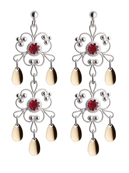 Earrings 252517-with many color choices of stones-silver/gilded silver
