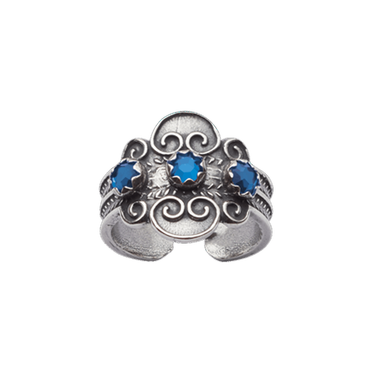Ring 317129-with blue stones-oxidized silver