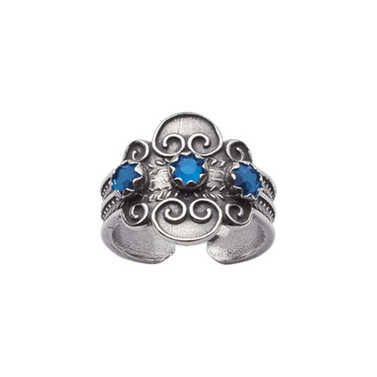 Ring 317129-with blue stones-oxidized silver