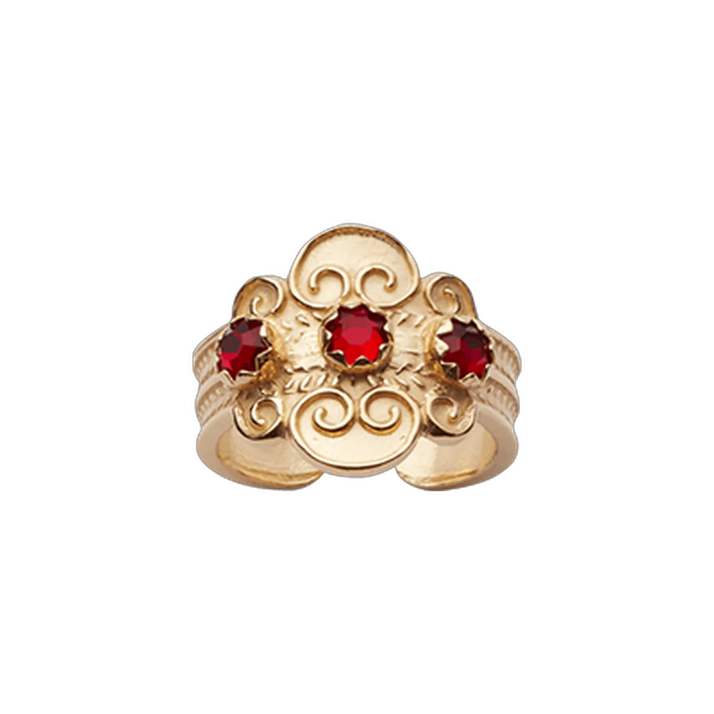 Ring-317607-#05-with red stones-gilded silver