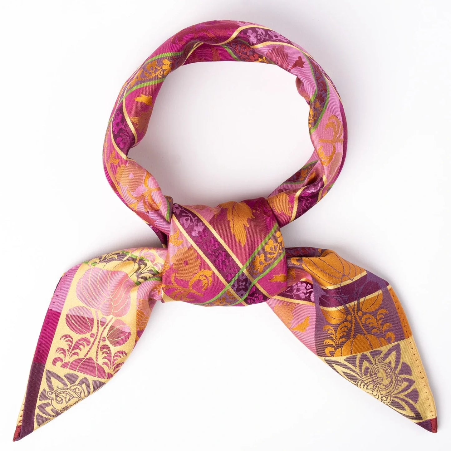 Silk scarf-Mimmi *039* 70cm x 70cm-orange, pink, tan