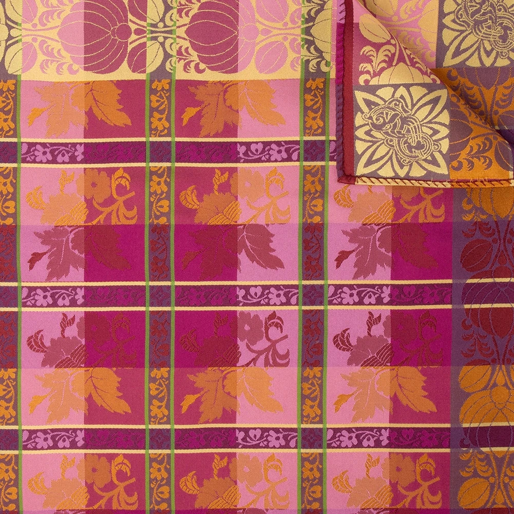 Silk scarf-Mimmi *039* 70cm x 70cm-orange, pink, tan