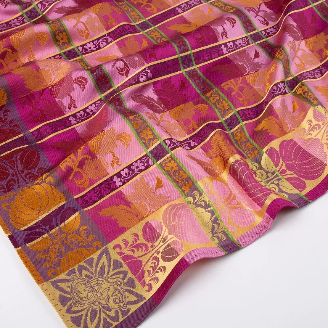 Silk scarf-Mimmi *039* 70cm x 70cm-orange, pink, tan