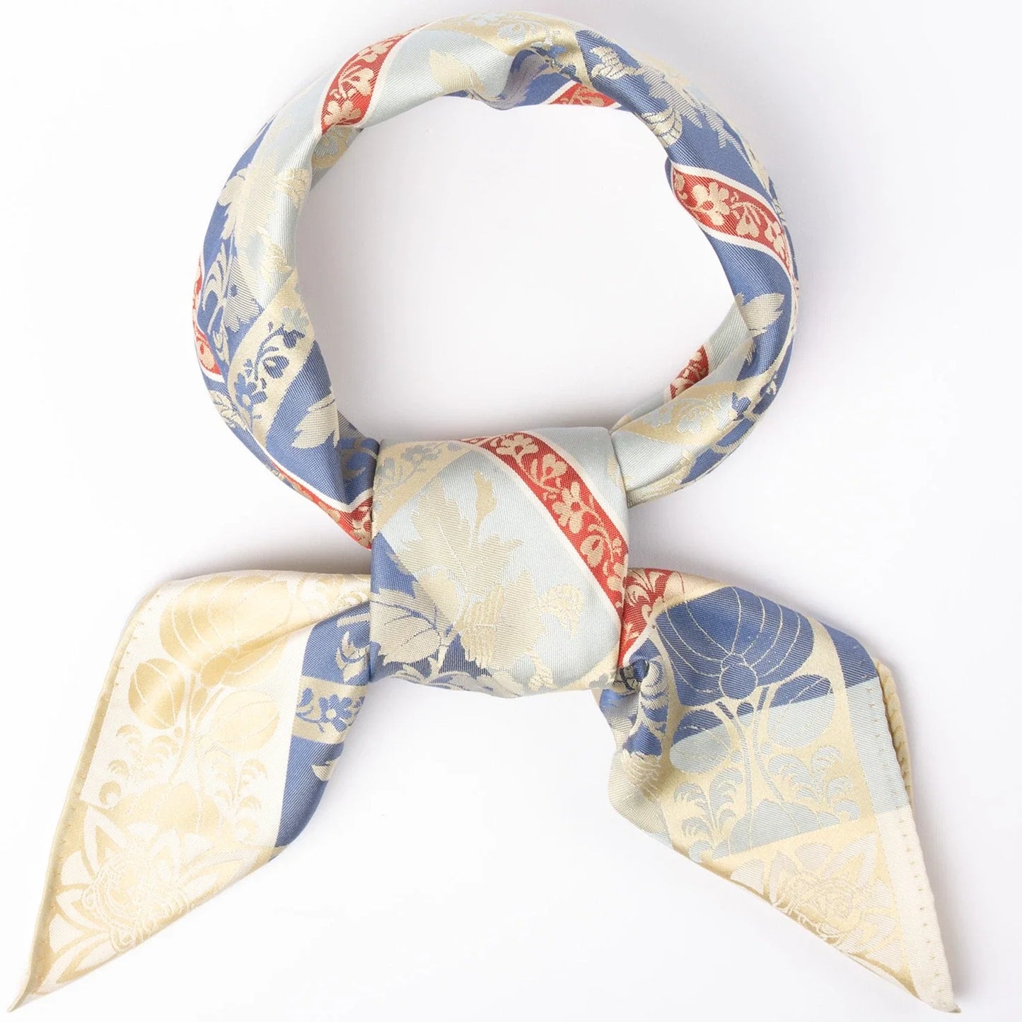 Silk scarf-Mimmi *079* 70cm x 70cm-blue, pale yellow, red