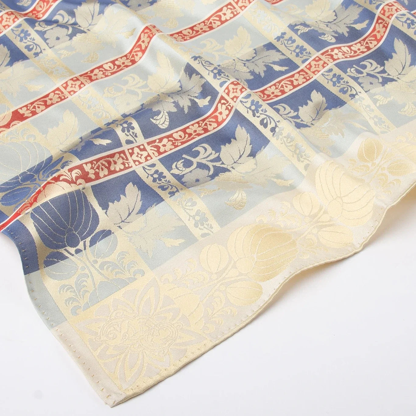 Silk scarf-Mimmi *079* 70cm x 70cm-blue, pale yellow, red