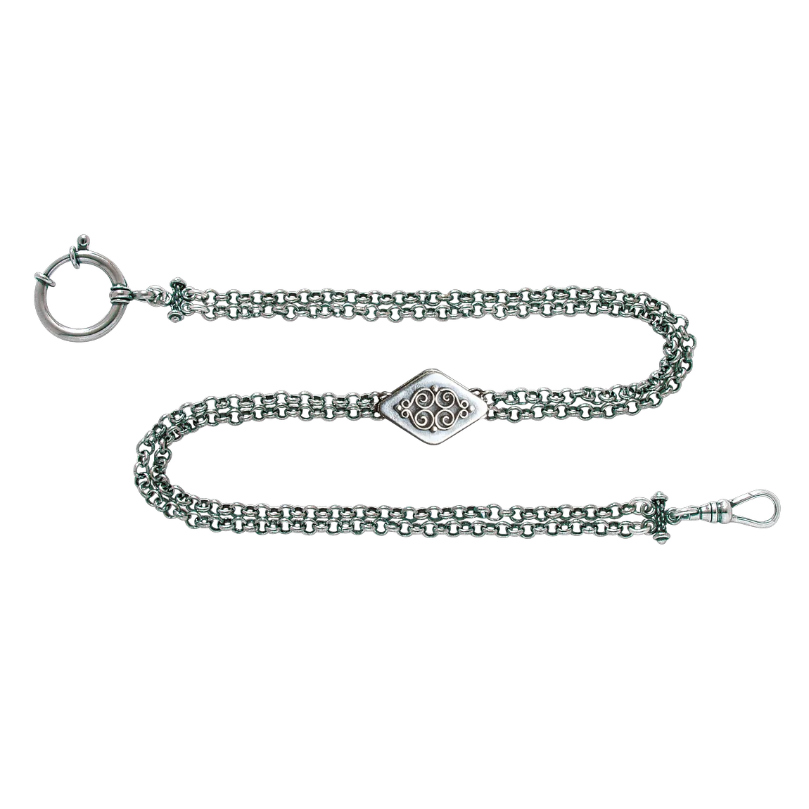 Watch chain-335100-#01-37cm-oxidized silver