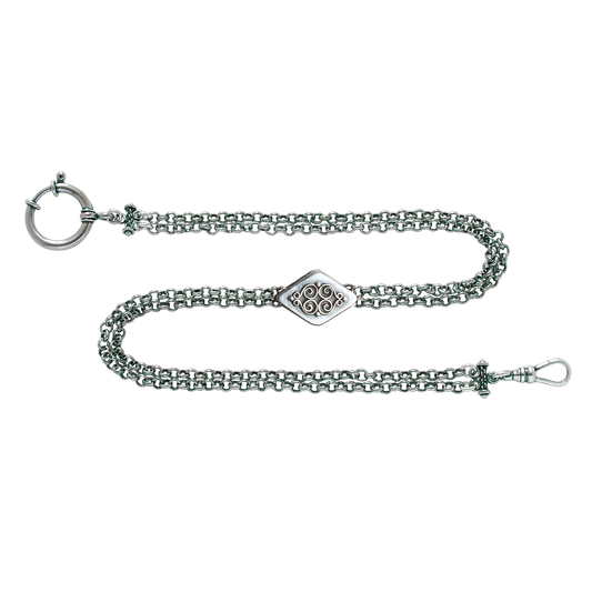 Watch chain-335100-#01-37cm-oxidized silver