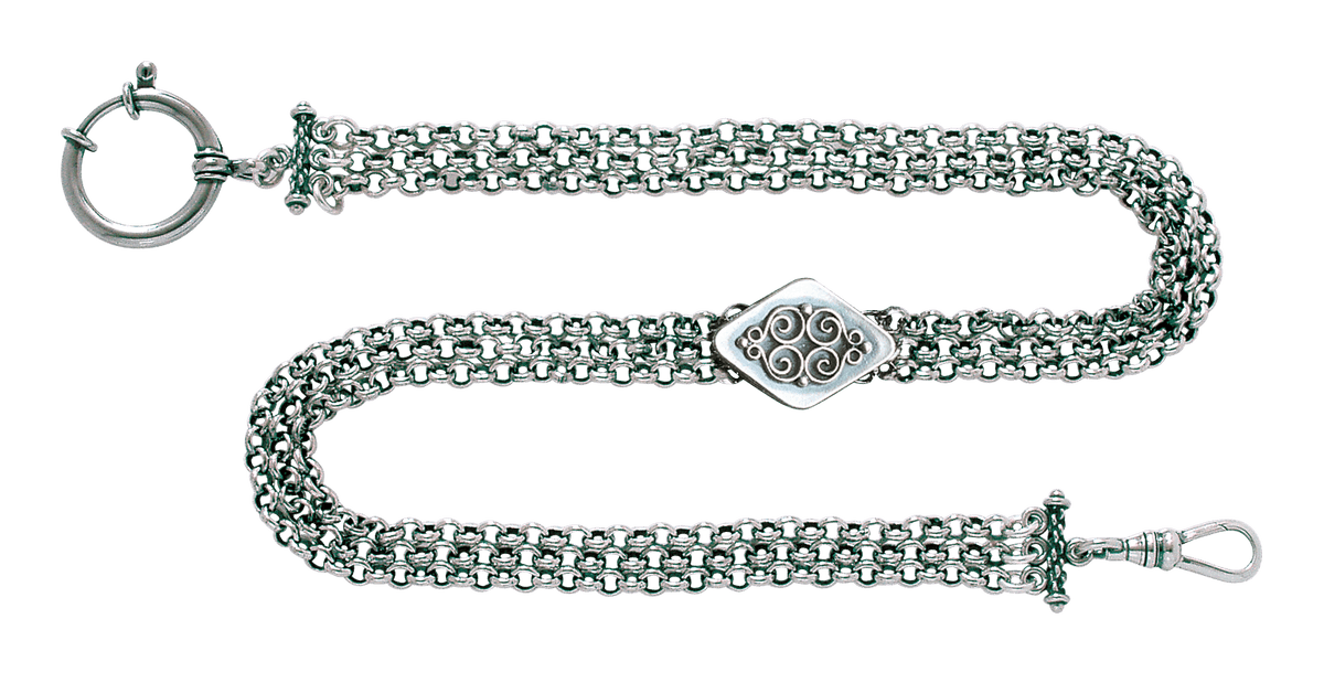 Watch chain-339100-37 cm-oxidized silver