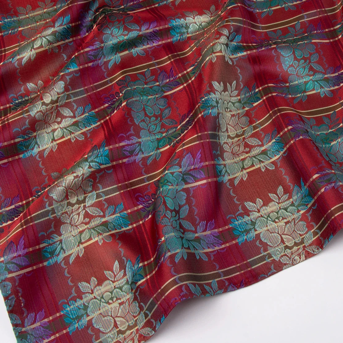 Silk scarf-Strauss *028* 75cm x 75cm-red/green/blue