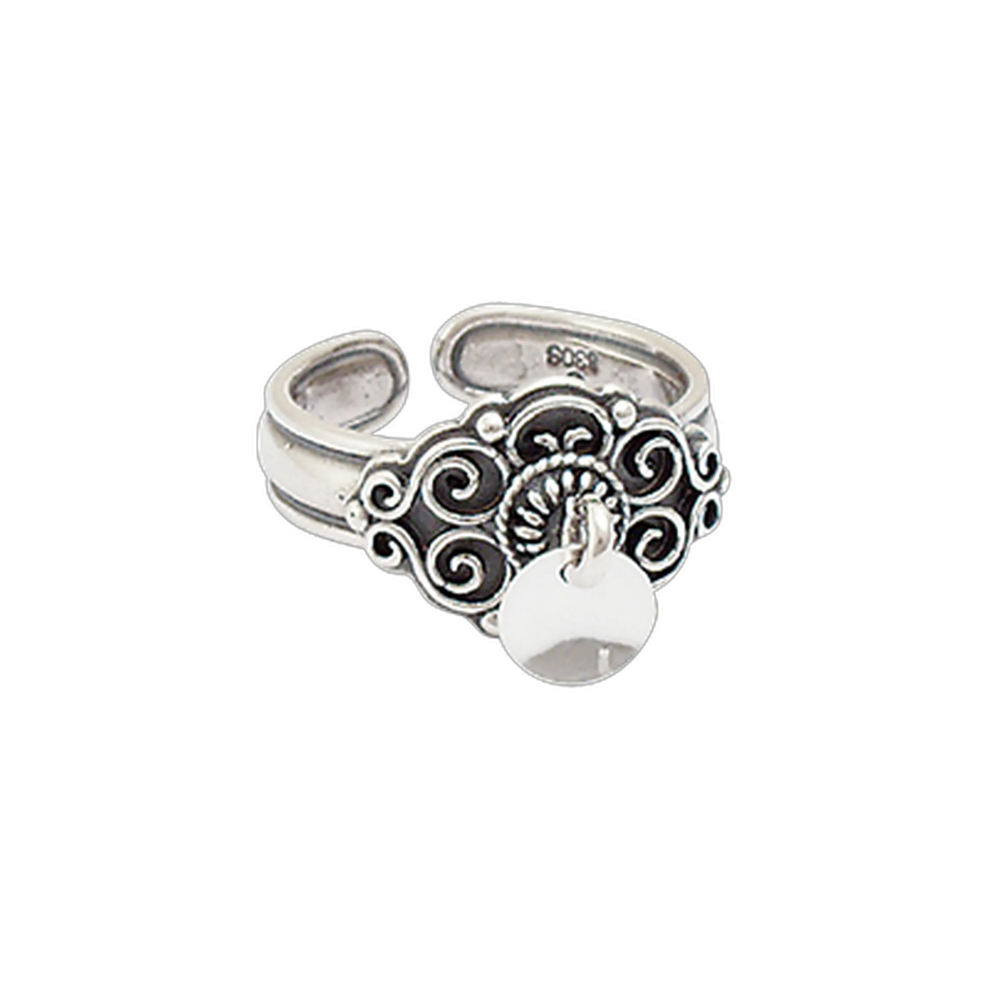 Ring 377102-with one dish-oxidized silver