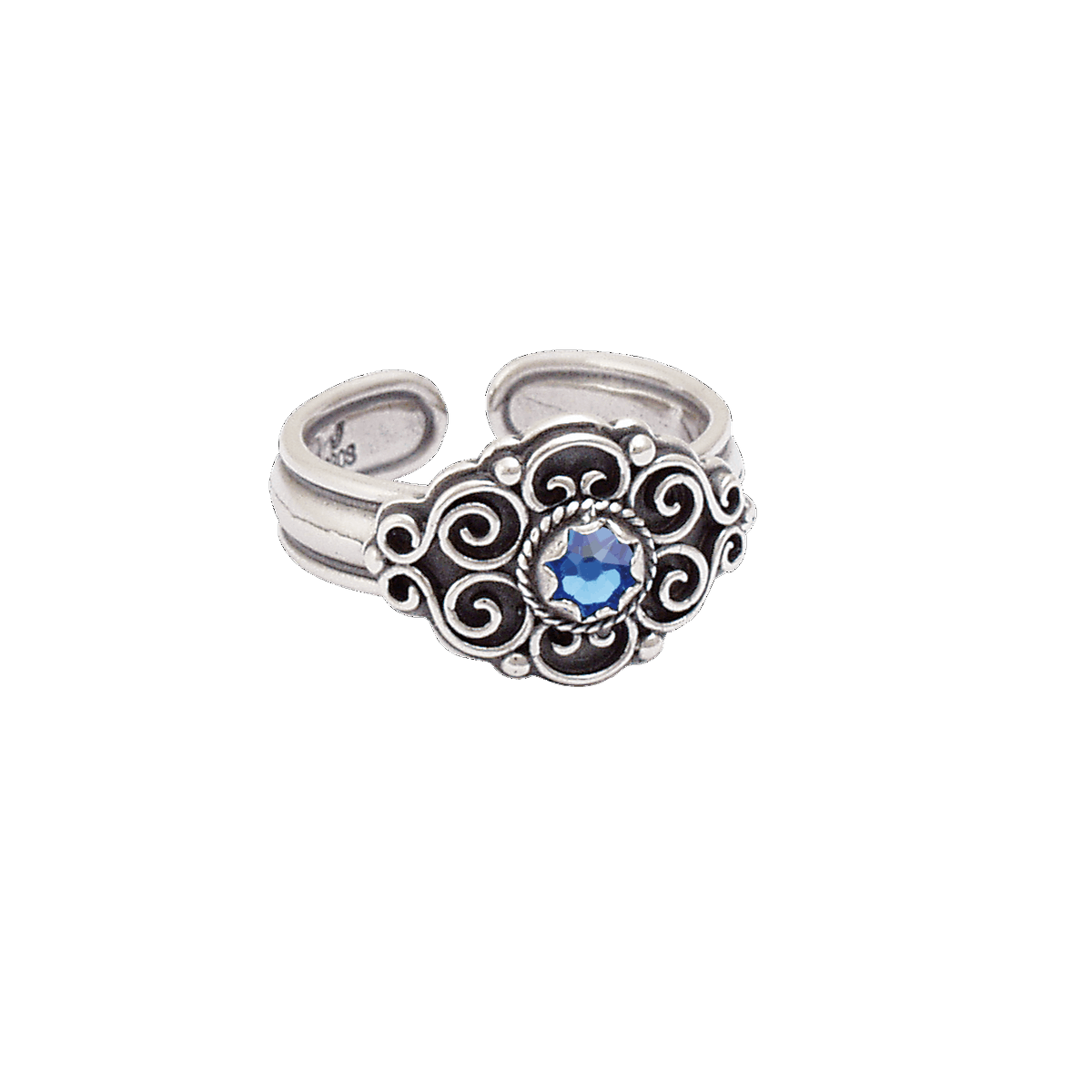 Ring 377129-with blue stone-oxidized silver