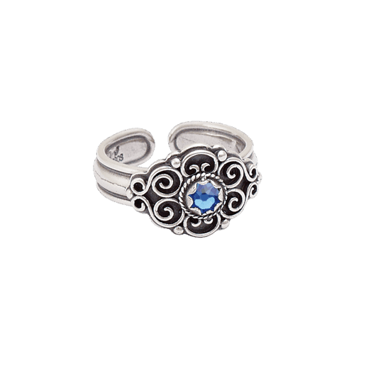 Ring 377129-with blue stone-oxidized silver
