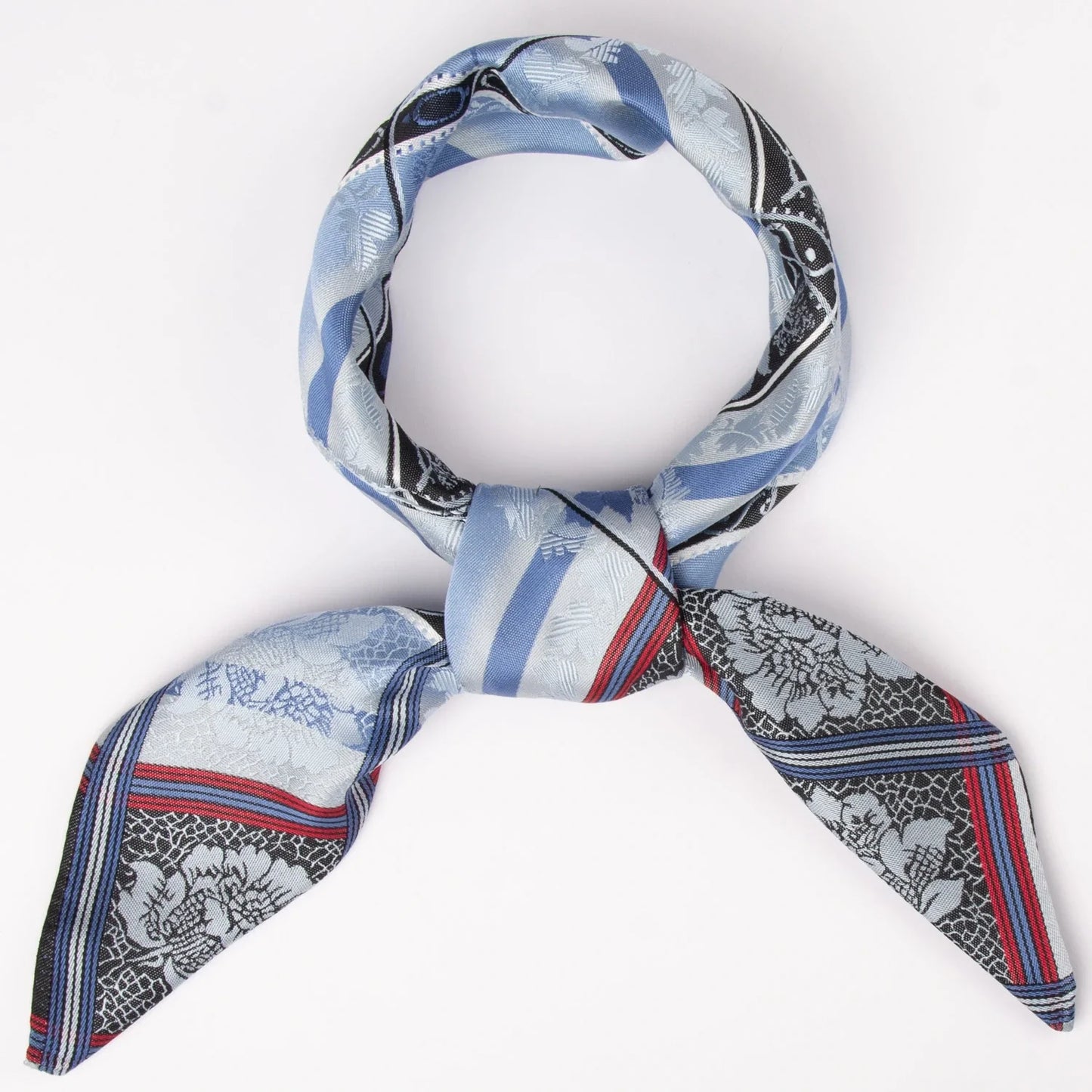 Silk scarf-Eufemia *002* 70cm x 70cm-blue/red/black