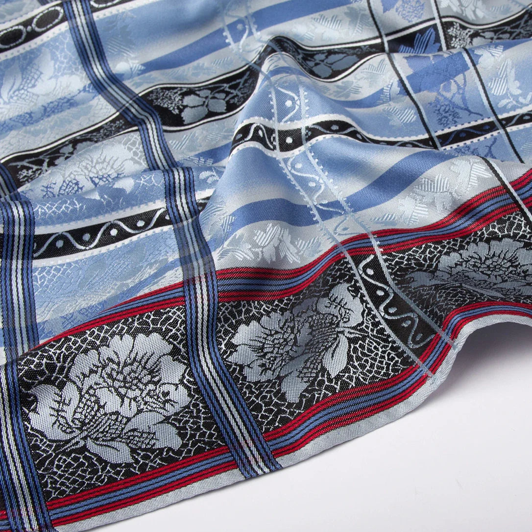 Silk scarf-Eufemia *002* 70cm x 70cm-blue/red/black