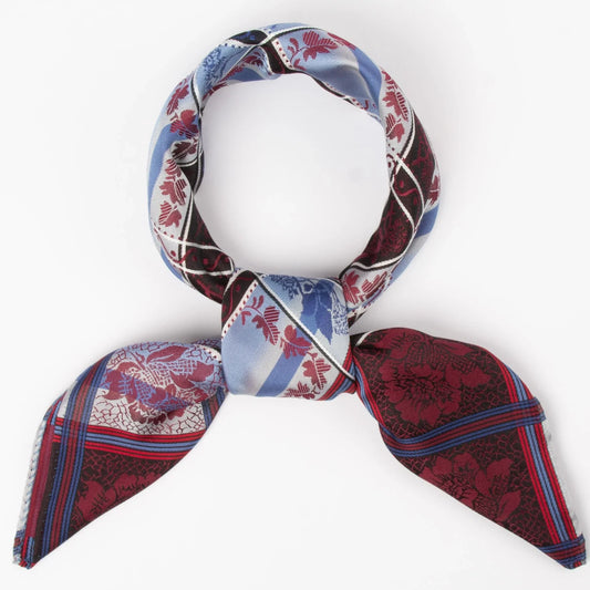 Silk scarf-Eufemia *003*  70cm x 70cm-burgundy/blue