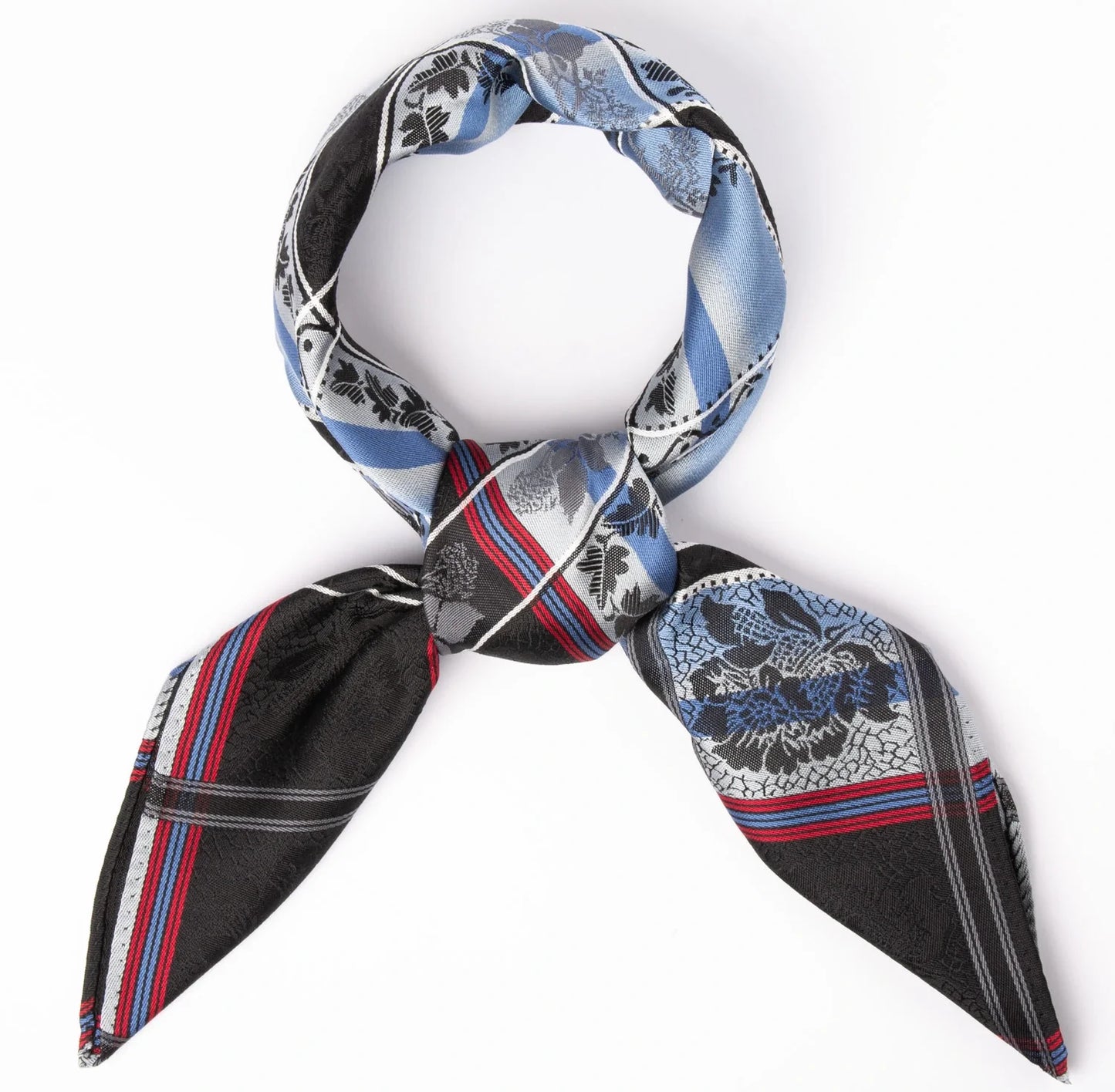 Silk scarf-Eufemia *006* 70cm x 70cm-black/red/blue