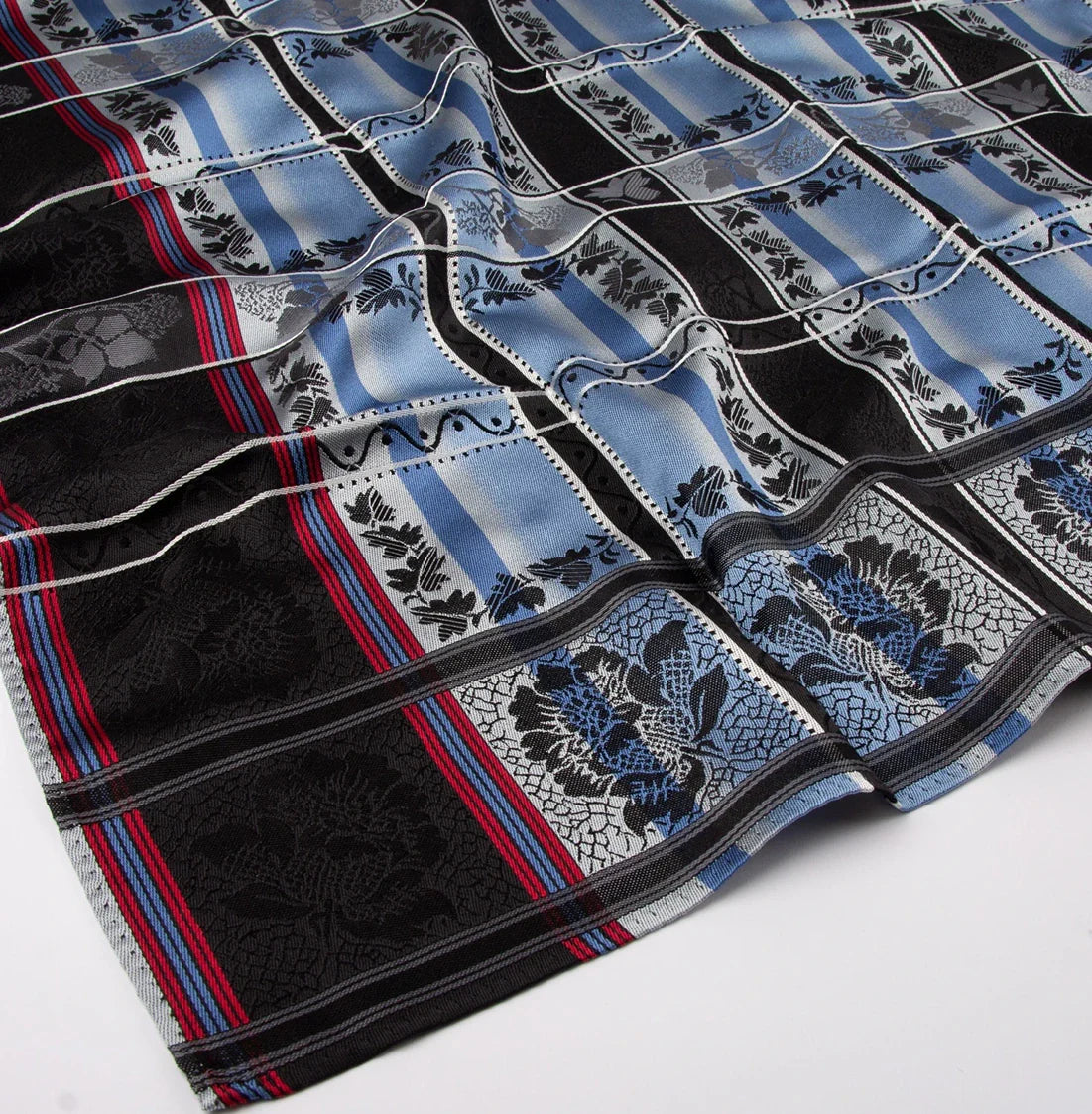 Silk scarf-Eufemia *006* 70cm x 70cm-black/red/blue