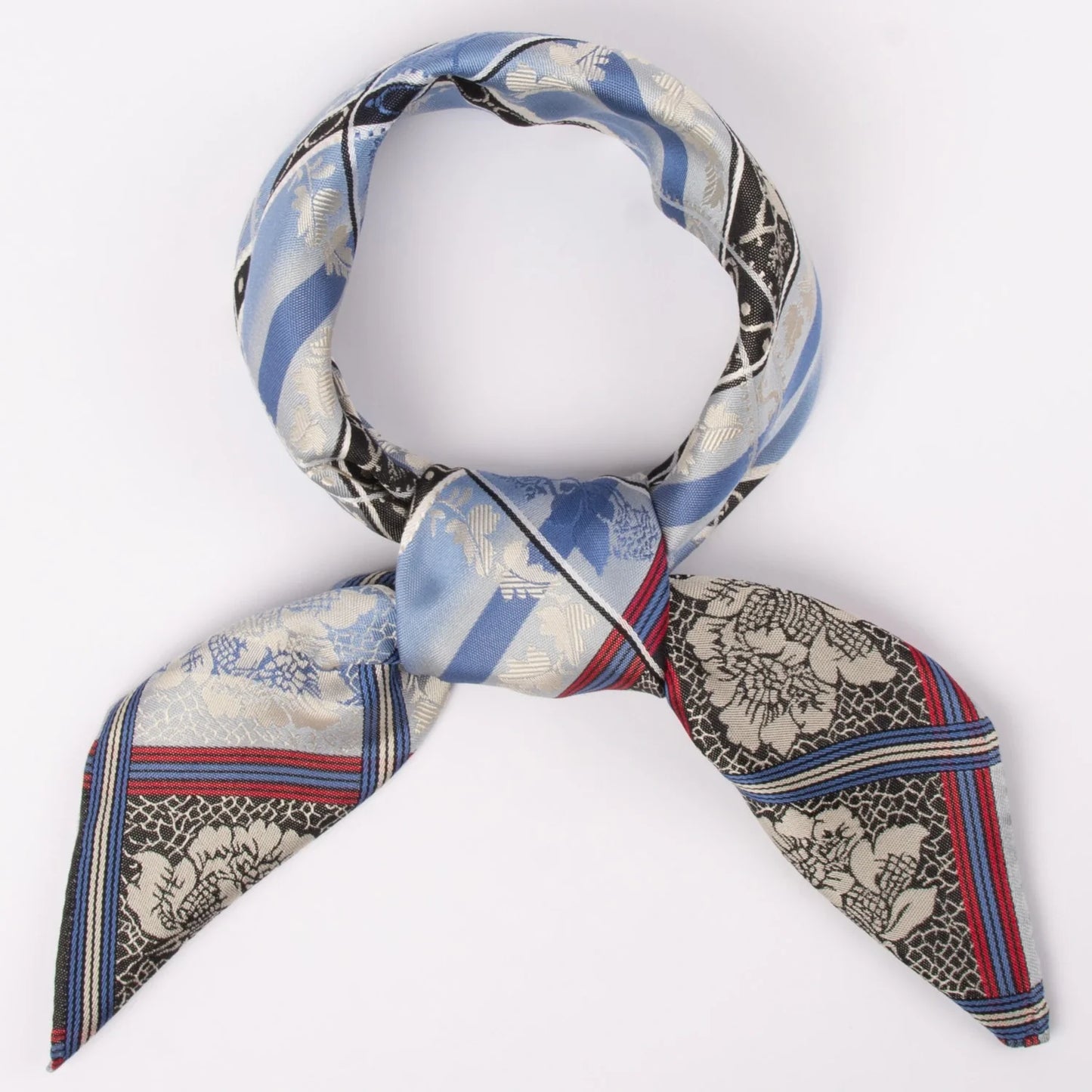 Silk scarf-Eufemia *009* 70cm x 70cm-blue/red/black