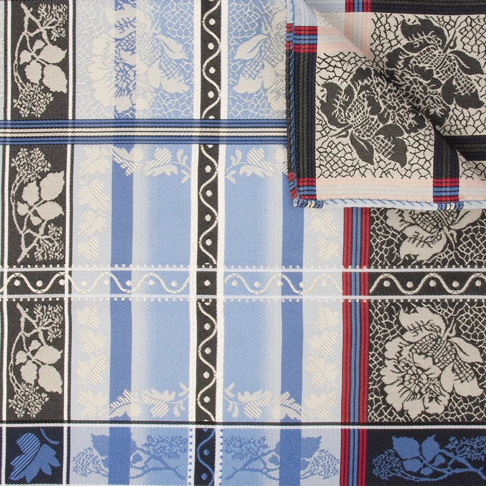 Silk scarf-Eufemia *009* 70cm x 70cm-blue/red/black
