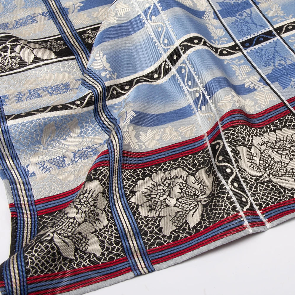 Silk scarf-Eufemia *009* 70cm x 70cm-blue/red/black