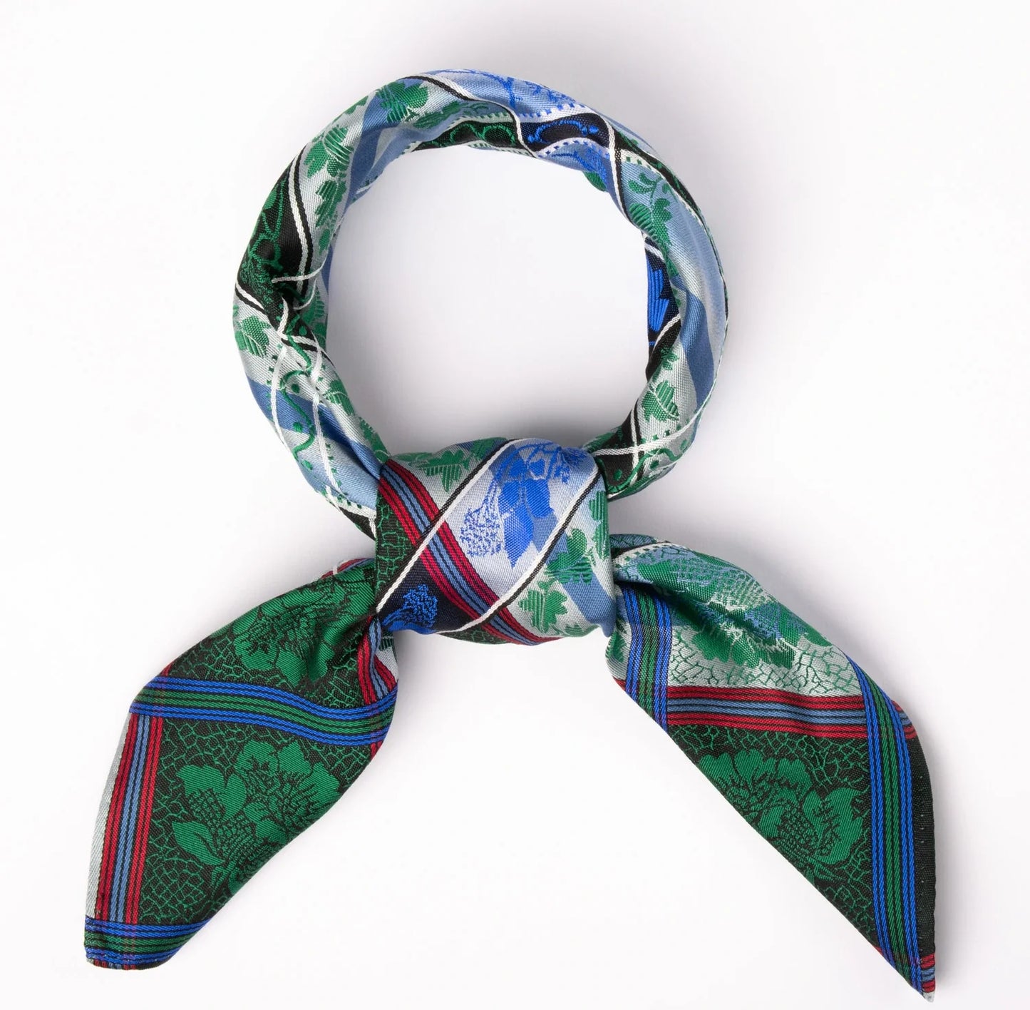 Silk scarf-Eufemia *010* 70cm x 70cm-green/blue/red
