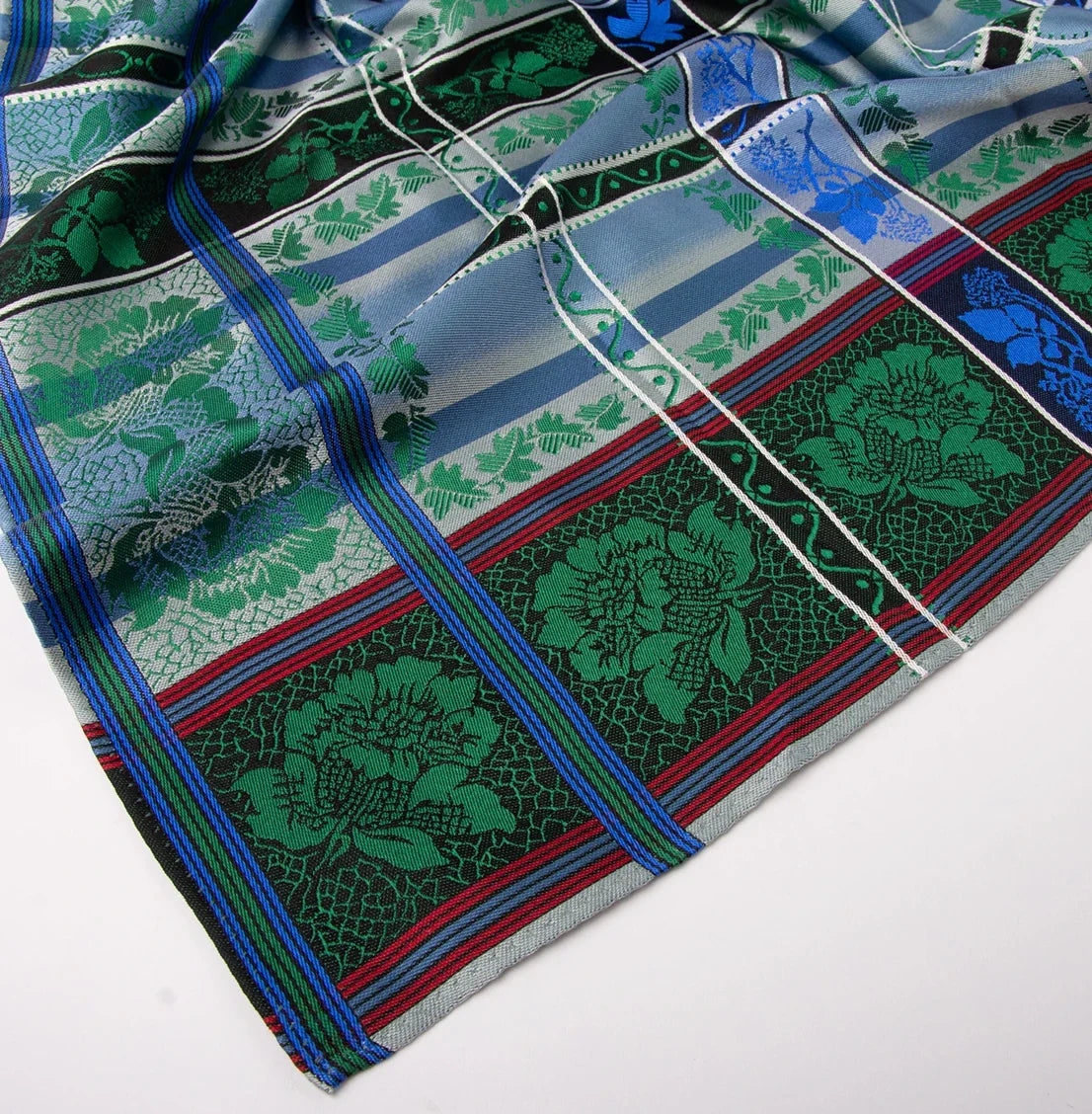 Silk scarf-Eufemia *010* 70cm x 70cm-green/blue/red