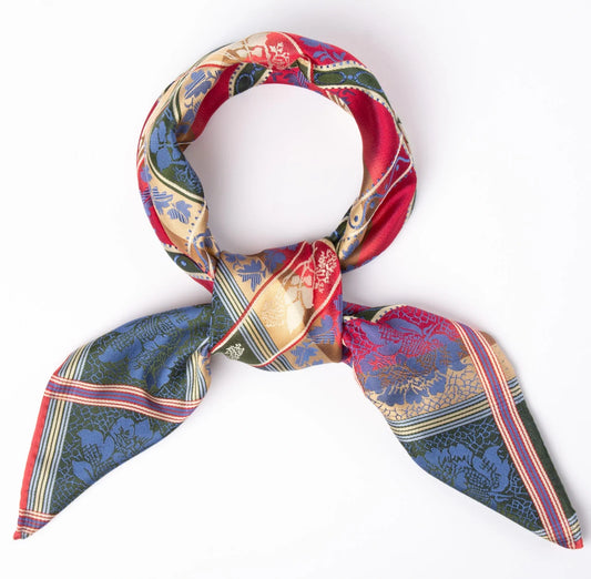 Eufemia *031* silk scarf 70cm x 70cm-blue/red/green