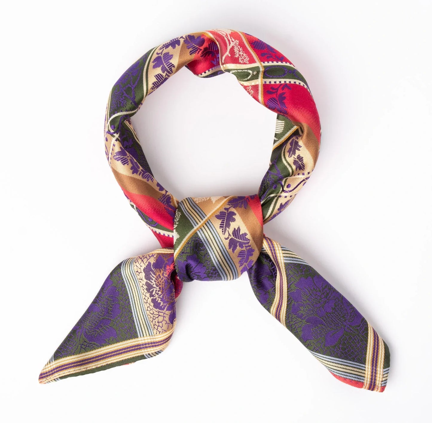 Silk scarf-Eufemia *037* 70cm x 70cm-red/purple/tan