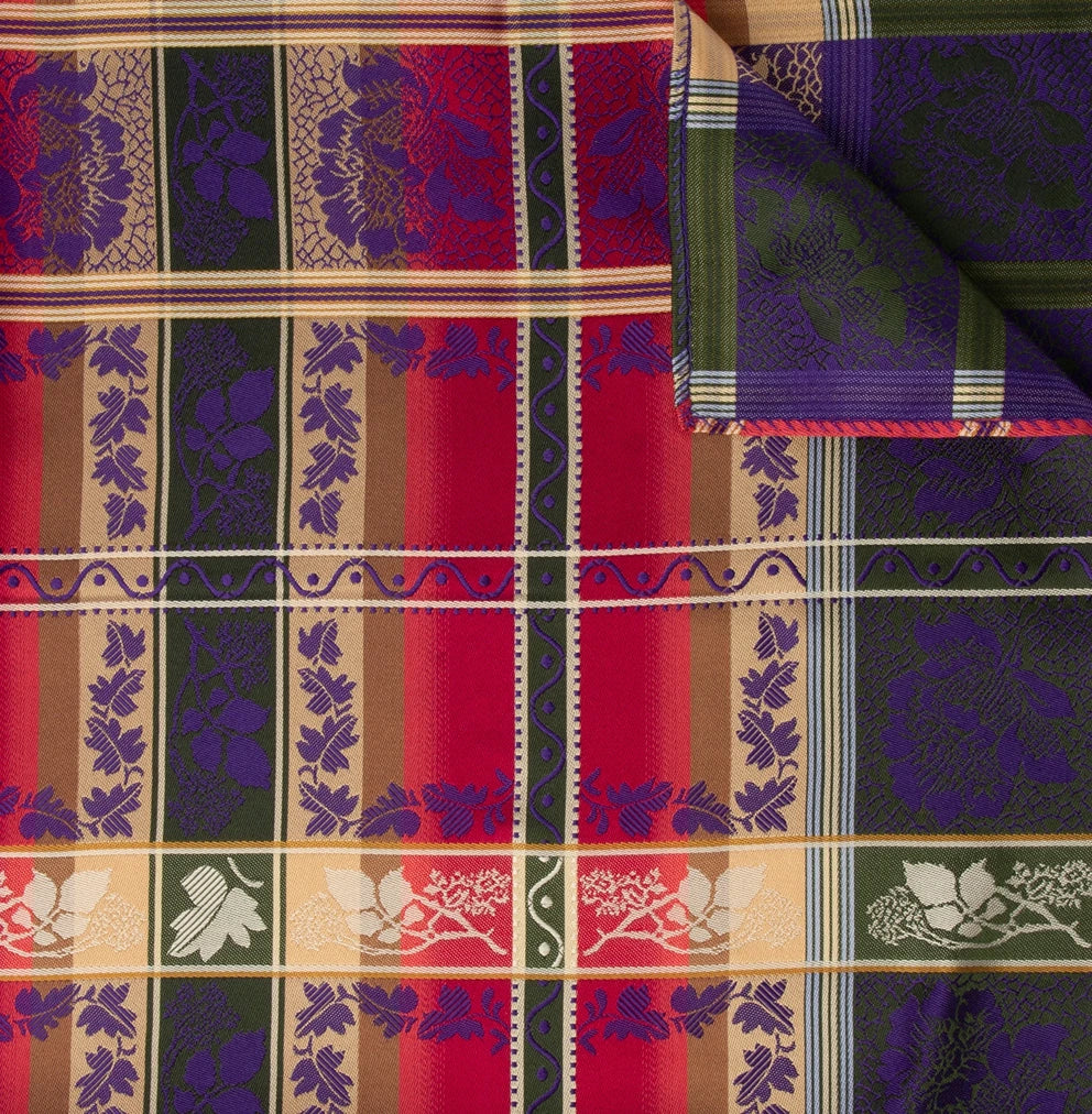 Silk scarf-Eufemia *037* 70cm x 70cm-red/purple/tan