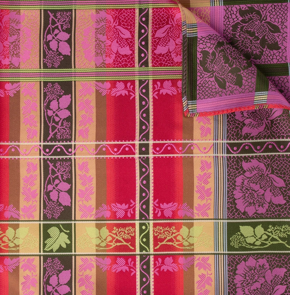 Silk scarf-Eufemia *053* 70cm x 70cm-red/pink/green