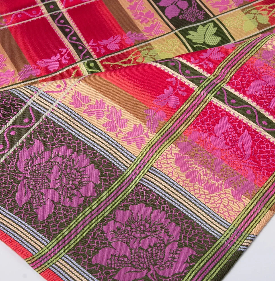 Silk scarf-Eufemia *053* 70cm x 70cm-red/pink/green
