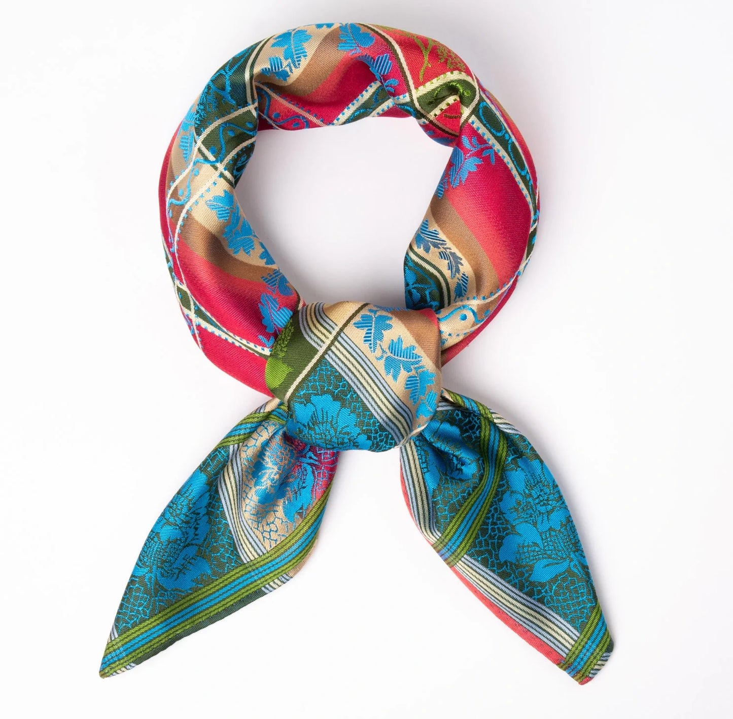 Eufemia *054* silk scarf 70cm x 70cm-red/blue/green