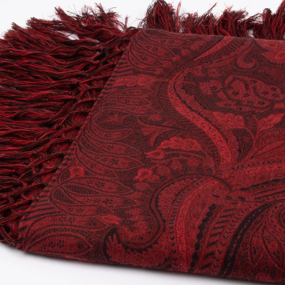 Wiener shawl *045* silk/wool-140cm x 140cm with long fringe-red/black