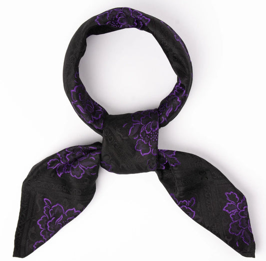 Evita *014* silk scarf 75cm x 75cm-purple/black
