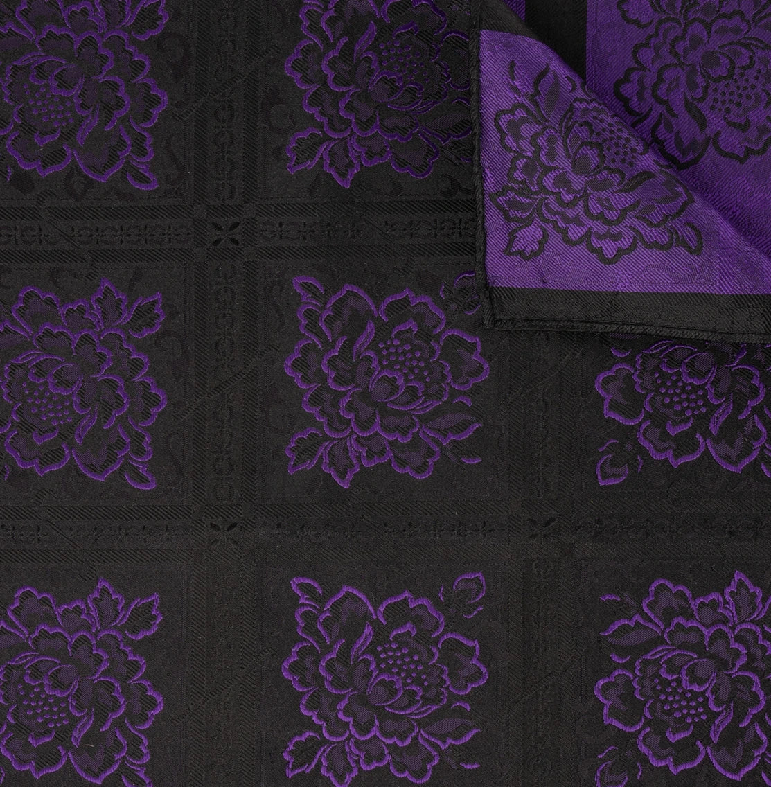 Evita *014* silk scarf 75cm x 75cm-purple/black