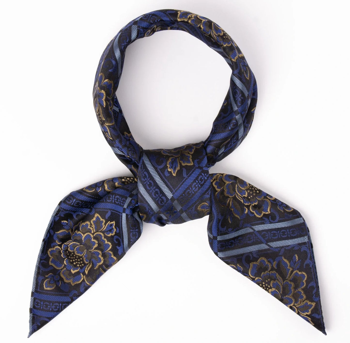 Silk scarf-Evita *020* 75cm x 75cm-blue/gold