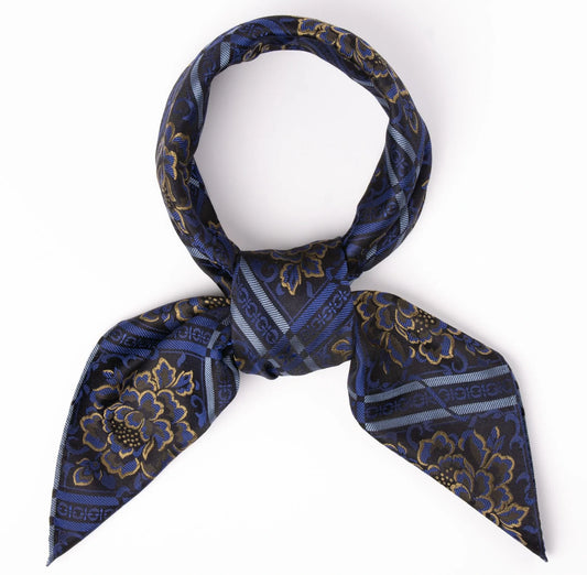 Silk scarf-Evita *020* 75cm x 75cm-blue/gold