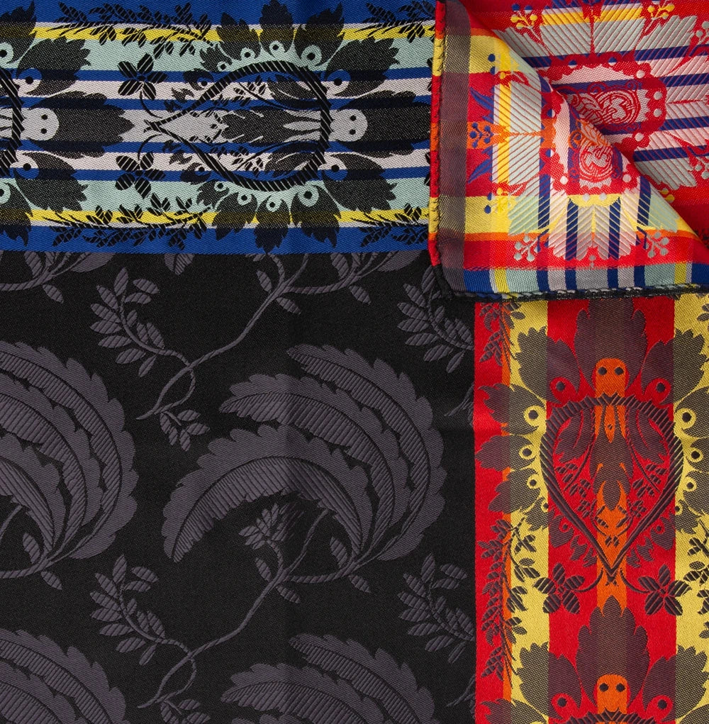 Millenium *012* silk scarf 70cm x 70cm-red/black/blue