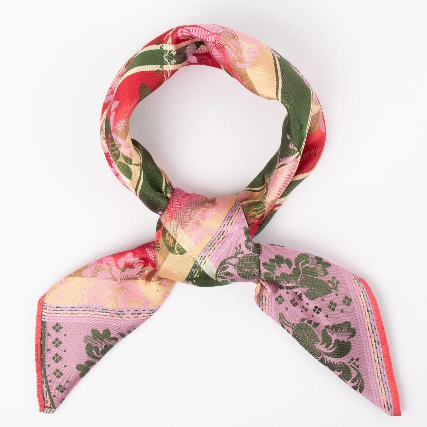 Gabriella *040* silk scarf 70cm x 70cm-pink, green, yellow