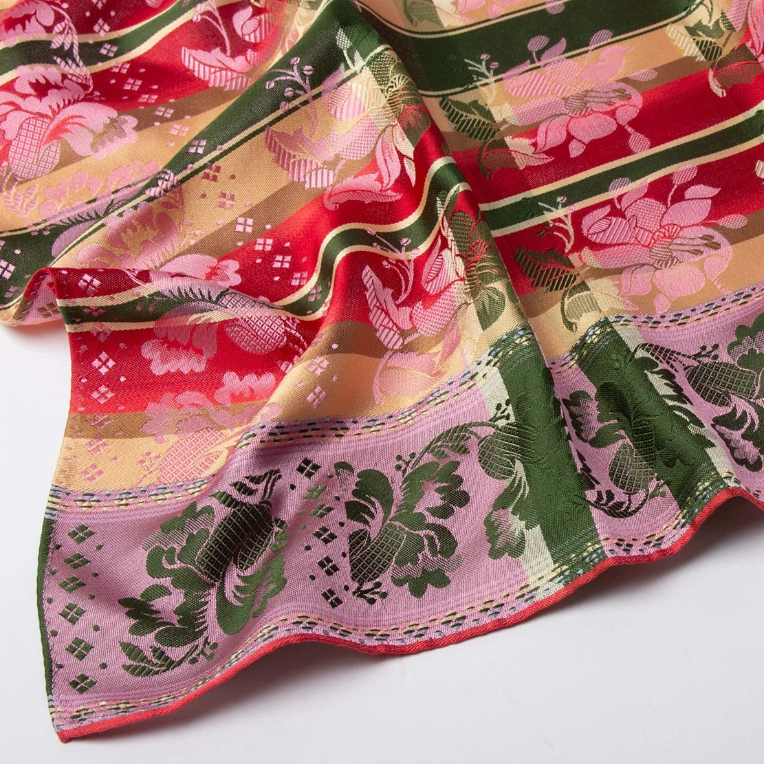 Gabriella *040* silk scarf 70cm x 70cm-pink, green, yellow