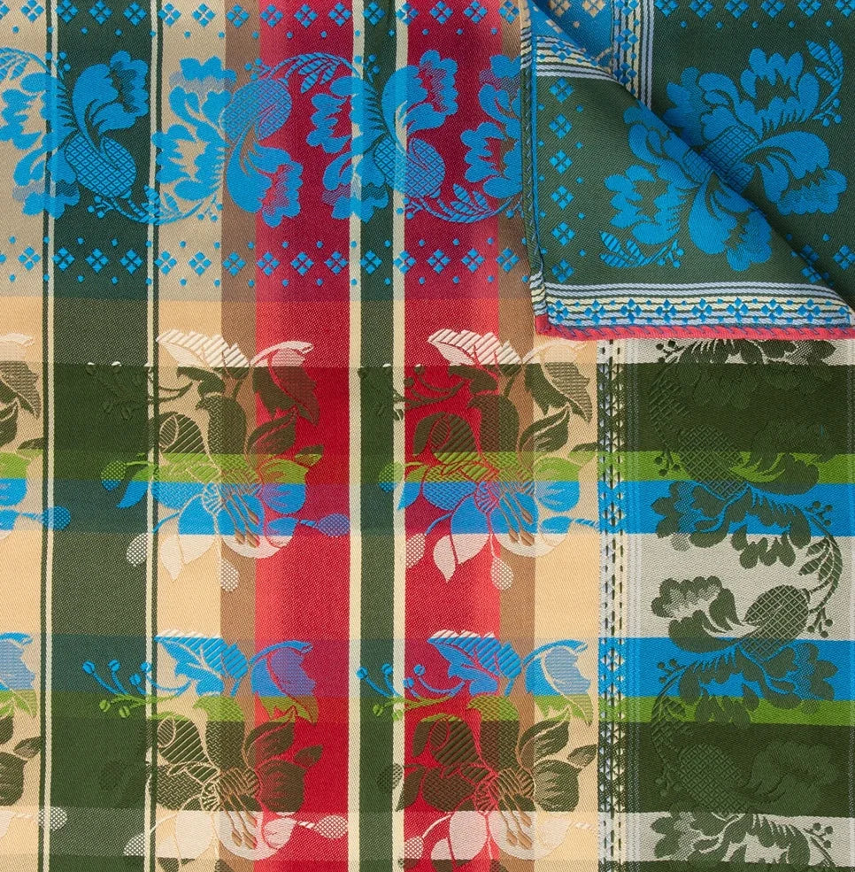 Silk scarf-Gabriella *054* 70cm X 70cm-blue, red, green