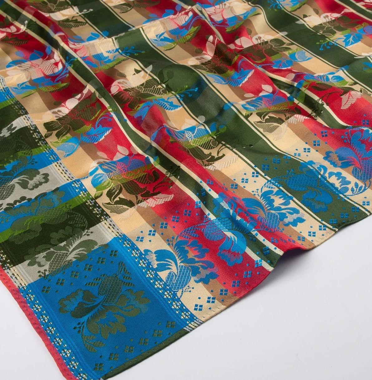 Silk scarf-Gabriella *054* 70cm X 70cm-blue, red, green