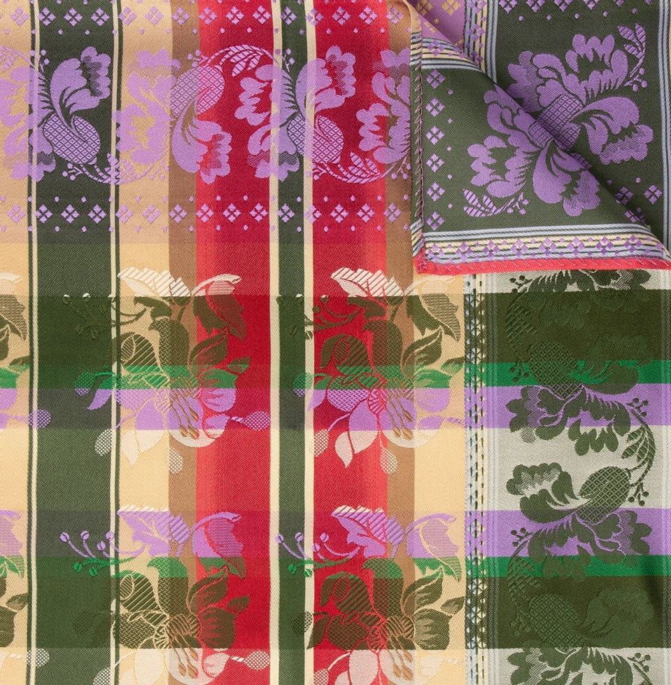 Silk scarf-Gabriella *056* 70cm x 70cm -red/purple/green