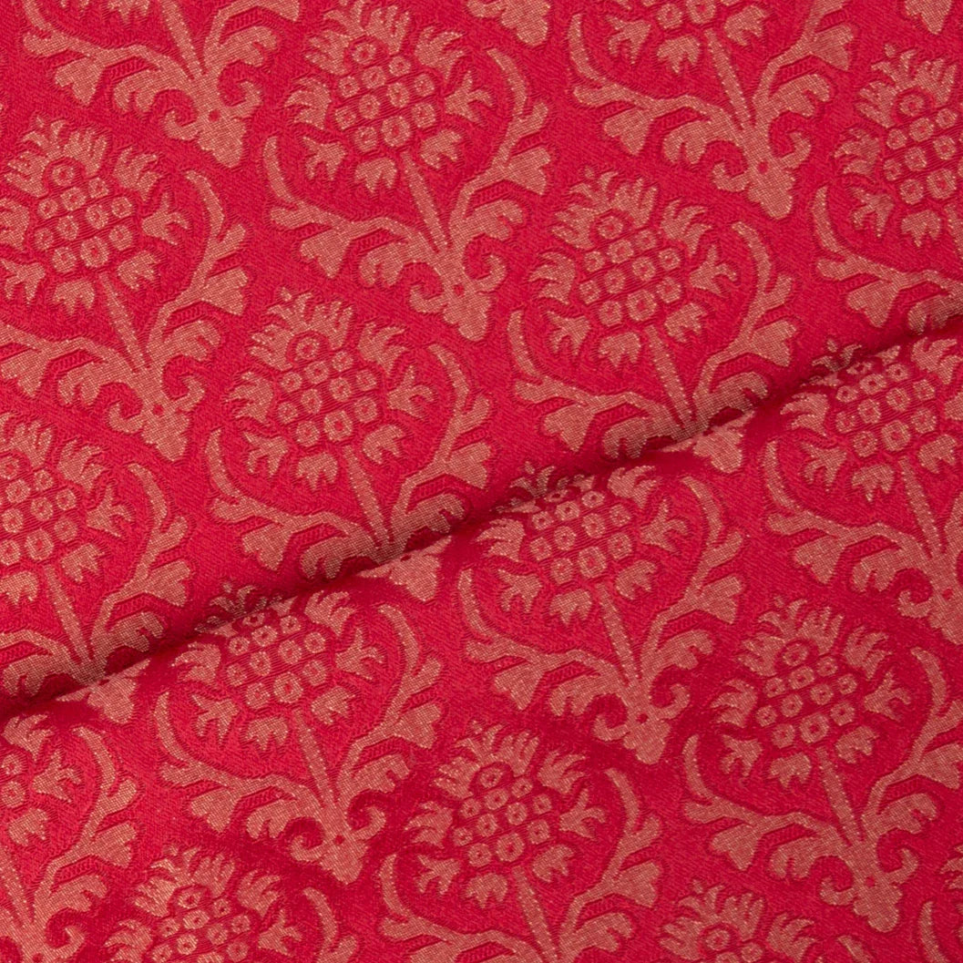 Silk fabric-Granat Eple Rustique-38% silk/62% cotton, linen, viskose-140 cm wide-red/gold